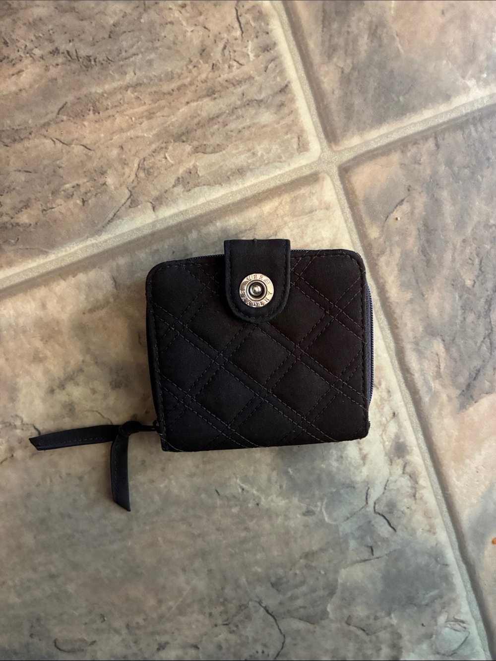 Vera Bradley Quilted Black Snap & Zip Wallet